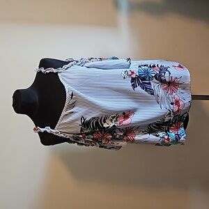 Signature Studio Cold Shoulder Blouse L Floral Print